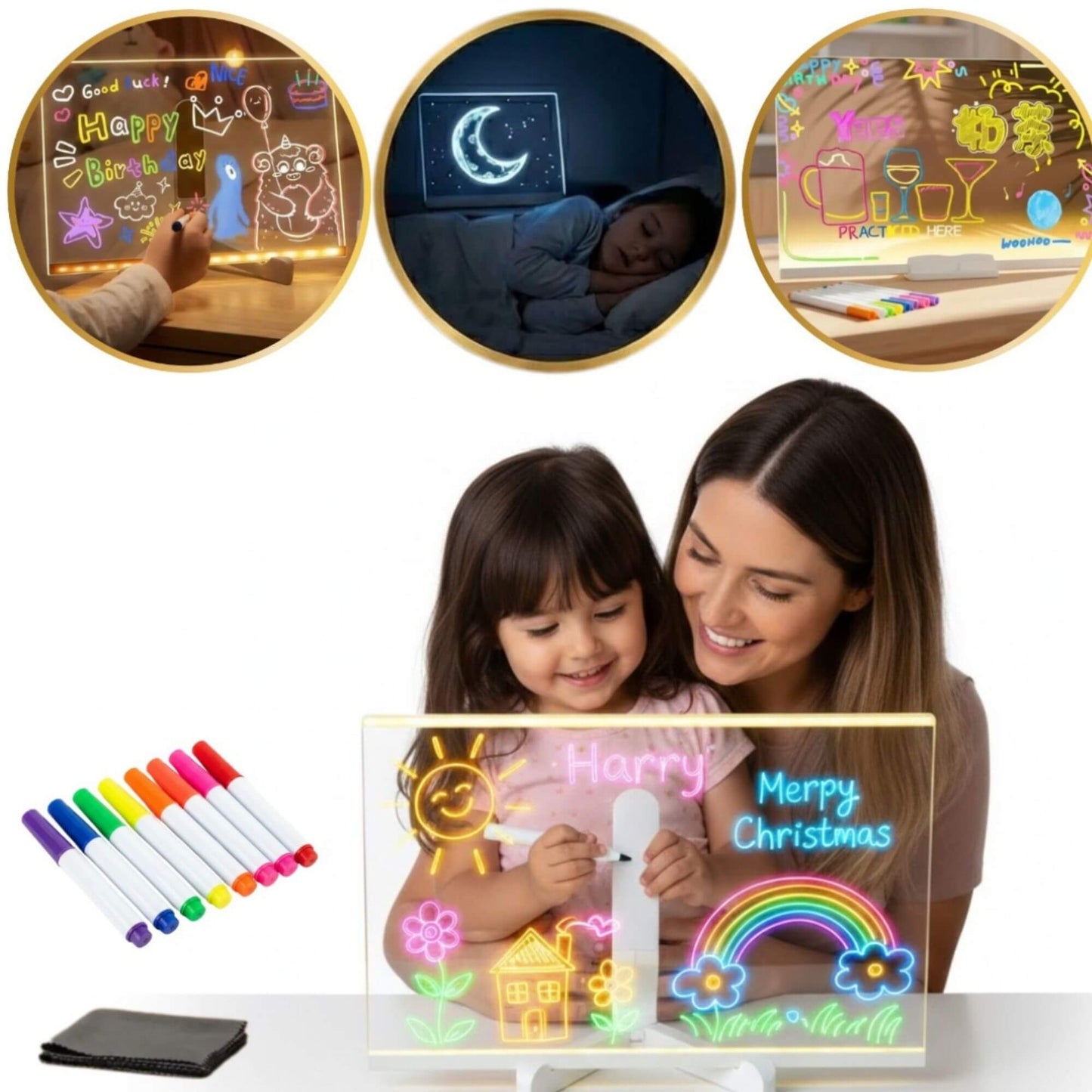 Pizarra Lampara LED Acrílica + 7 Colores